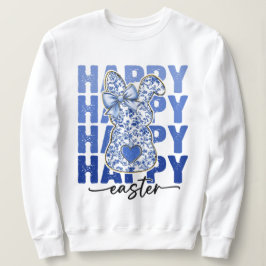 Camiseta Coquette de Coelho da Páscoa Azul Floral