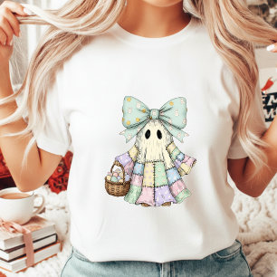Camiseta Coquette Fantasma de Patchwork de Páscoa Arco Góti