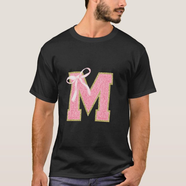 Camiseta Coquette First Letter M Preppy Girly Girl (Frente)