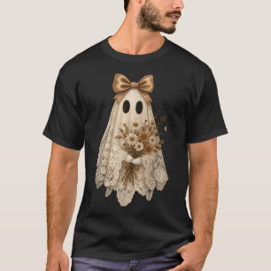 Camiseta Coquette Ghost Halloween Flower Ghost Spooky Lace