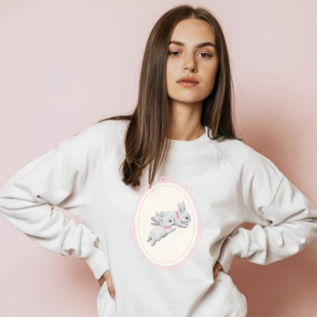 Camiseta Coquette Girl - Trendy Bunny com arco rosa (Criador carregado)