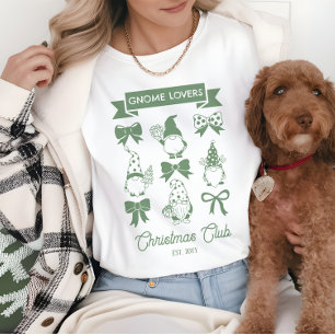 Camiseta Coquette Gnome Lovers Christmas Club -Sage Branc