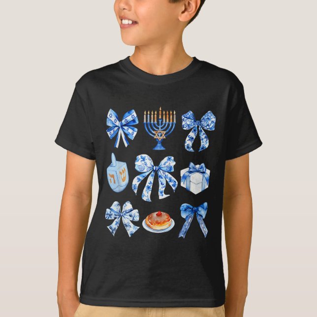 Camiseta Coquette Hanukkah Bow Jewish Bow Menorah Bow Women (Frente)