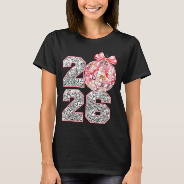Camiseta Coquette Happy New Year Party 2026 Family Women Gi (Frente)