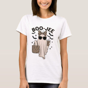 Camiseta Coquette Leopard Ghost Coffee Boo-JEE Halloween Bo