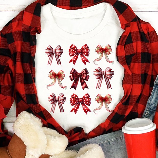 Camiseta Coquette Natal Laços Vermelhos (Criador carregado)