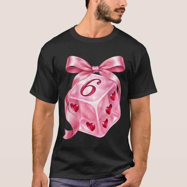 Camiseta Coquette Nk Dice Bow Hearts 6 7 Preppy Valentine Y (Frente)