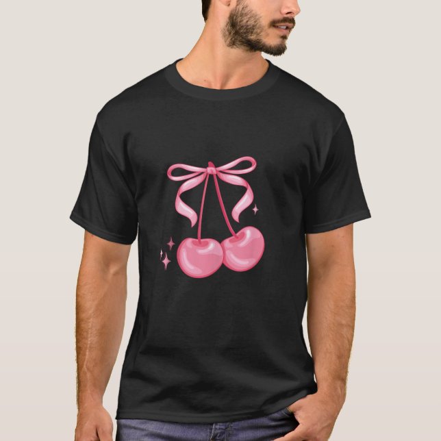 Camiseta Coquette Pink Cherry Arco Aestético Cuja Tendência (Frente)