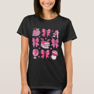 Camiseta Coquette Rosa Laço Maçã Agradecimento ao Professor