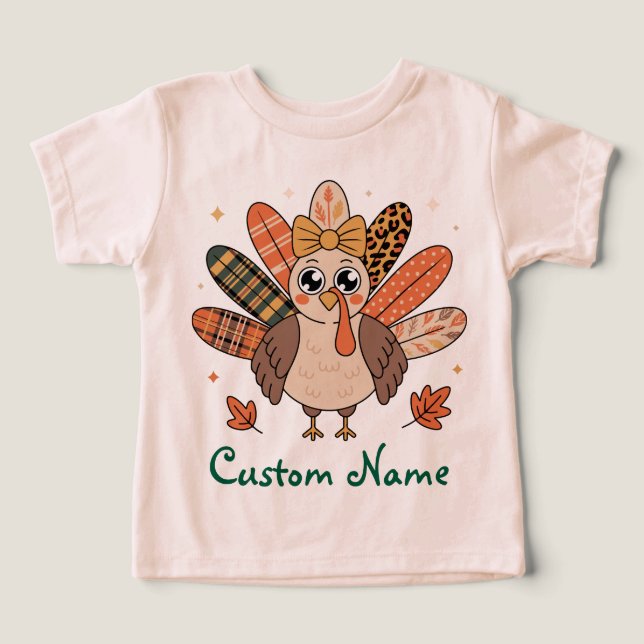 Camiseta Coquette Thanksgiving Unisex Custom Turkey Bow Fal (Design frontal)