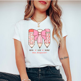 Camiseta Coquette Valentine Teacher Pencils Personalized
