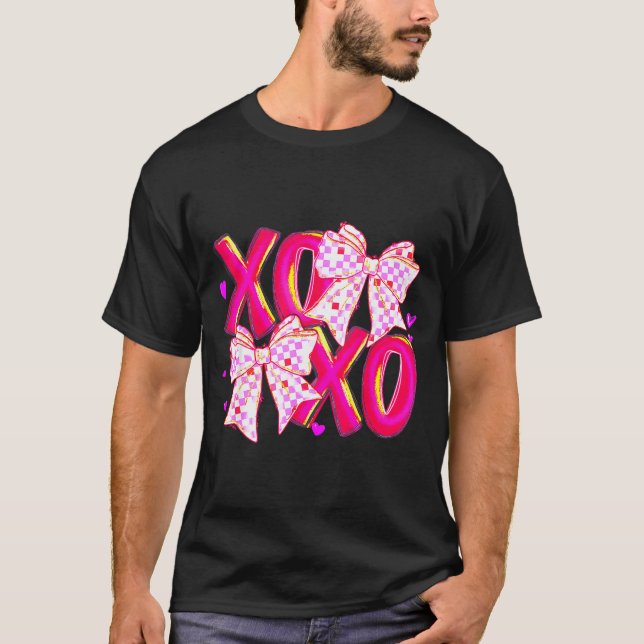 Camiseta Coquette Valentine Xoxo Funny Valentine Bow Hearts (Frente)