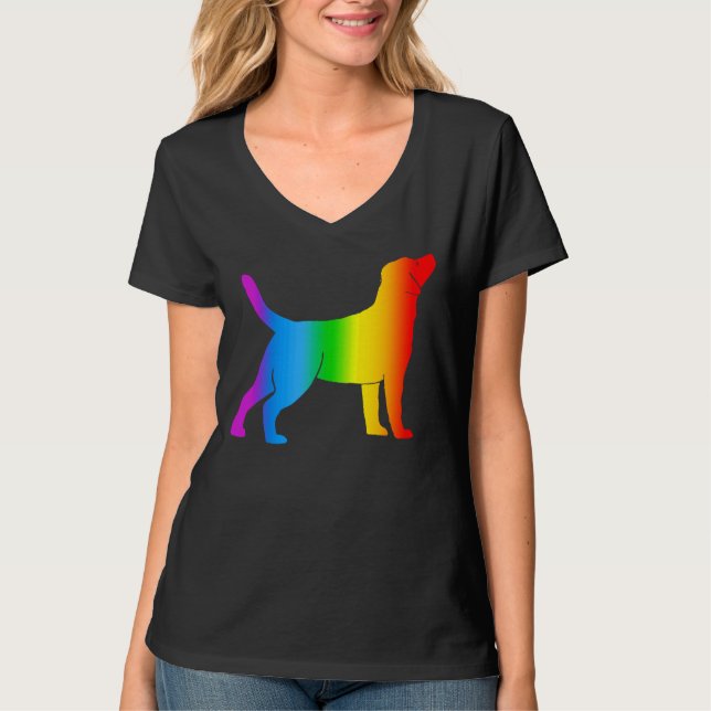 Camiseta Cor Arco-Íris do Cachorro do Retriever (Frente)