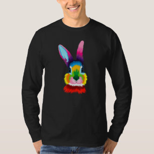 Camiseta Cor Arte Colorida Cabeça de Coelho Animais Pintura