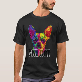 Camiseta Cor Chihuahua Cara Colorida Amante do Cão Chi Chi 