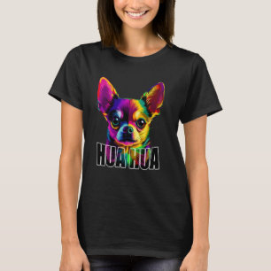 Camiseta Cor Chihuahua Cara Colorida Hua Hua Amante de Cach