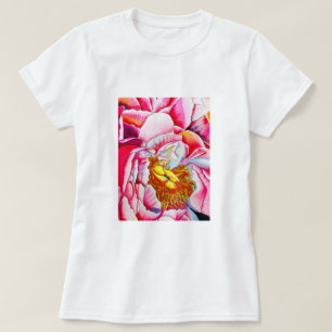 Camiseta Cor da água da flor da pénia rosa