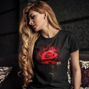 Camiseta Cor da água da flor da rosa vermelha - bb
