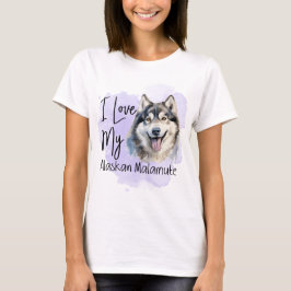 CAMISETA COR DA ÁGUA EU AMO MEU CACHORRO ALASKAN MALAMUTE