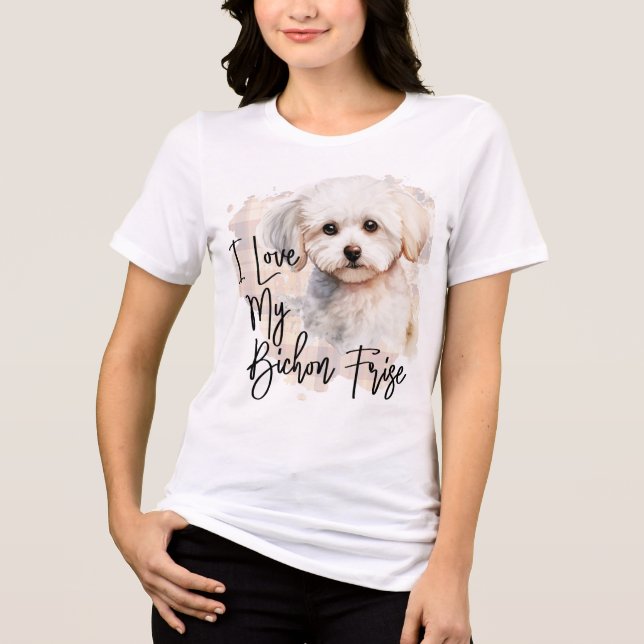 CAMISETA COR DA ÁGUA EU AMO MEU CACHORRO DE FRISE (Frente)