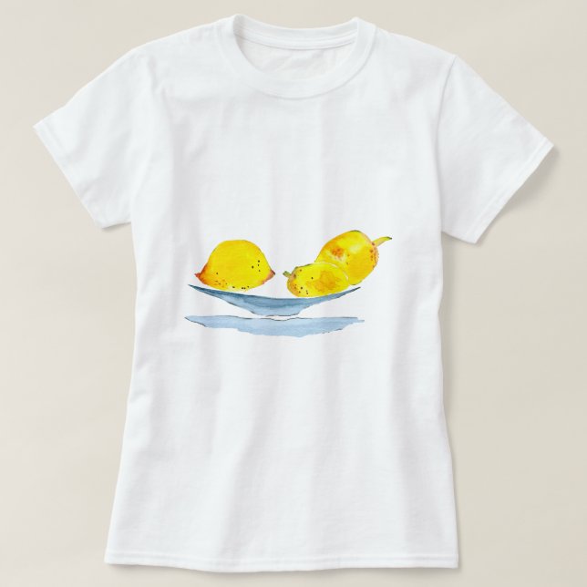 Camiseta Cor da água fruta amarela limões (Frente do Design)