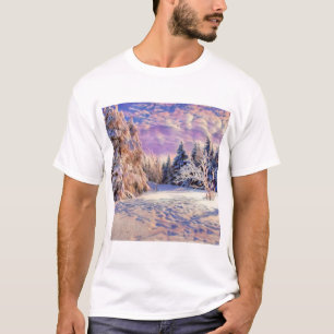 Camiseta Cor da água moderna das árvores neves coloridas