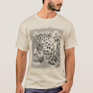 Camiseta Cor da areia da cabeça-do-leopardo-Modelo