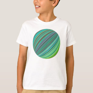 Camiseta Cor da esfera Illusão Arco-Íris Azul Dourado