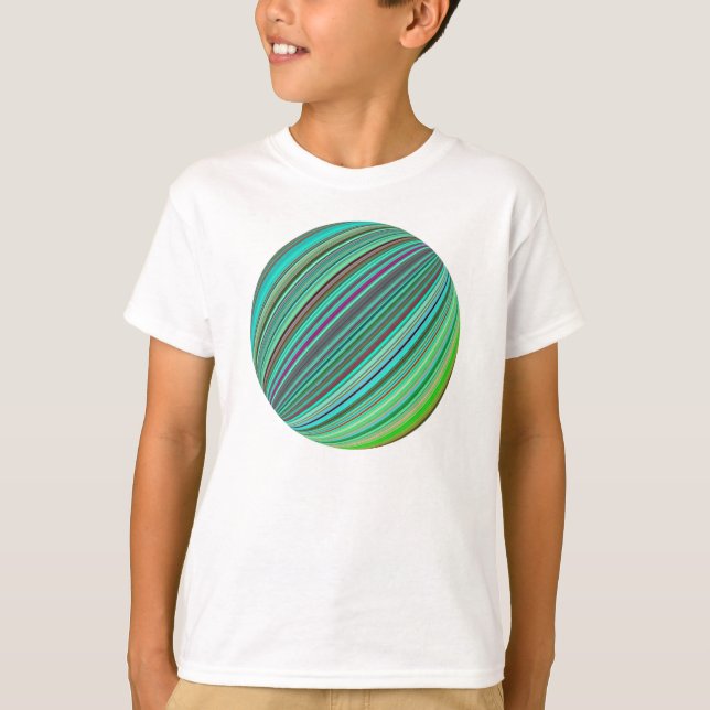 Camiseta Cor da esfera Illusão Arco-Íris Azul Dourado (Frente)