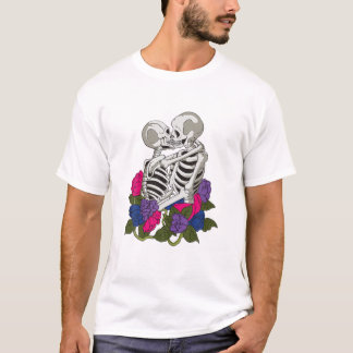 Camiseta Cor da Fila LGBTQ do Sinalizador Bi do Esqueleto B