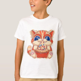 Camiseta Cor da pizza de comida de gato