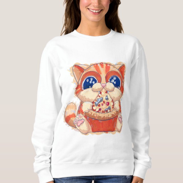 Camiseta Cor da pizza de comida de gato (Frente)