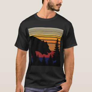 Camiseta Cor da Vintagem da Floresta do Urso