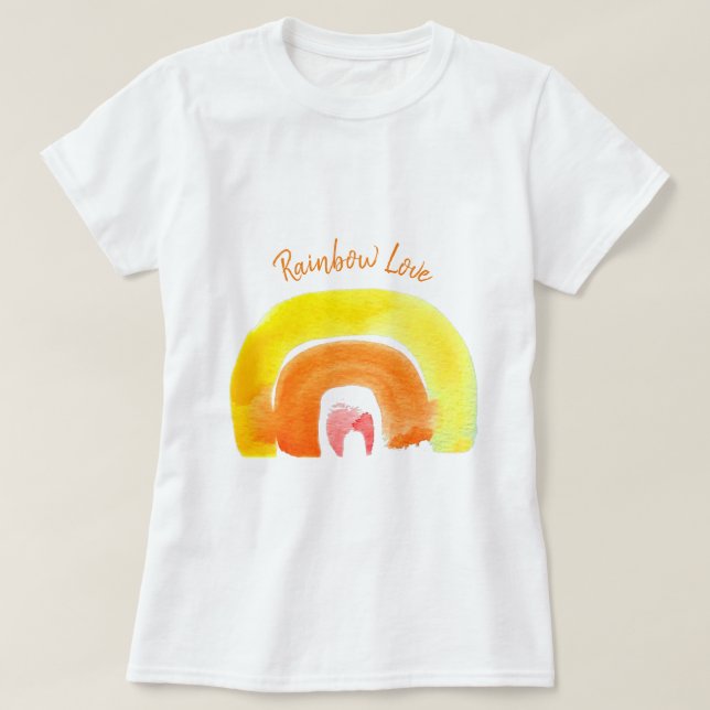 Camiseta Cor d'água do arco-íris laranja (Frente do Design)
