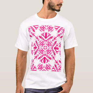 Camiseta Cor d'água rosa: design de azulejo geométrico.