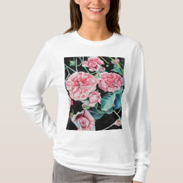Camiseta Cor d'água rosa rosa Cor d'água repolho Rosas vito