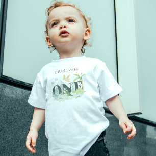 Camiseta Cor d'água Simples do primeiro aniversario Dinossa