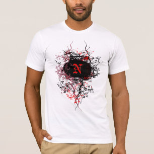 Camiseta Cor damasco do vintage com letra N do monograma