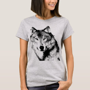 Camiseta Cor de Aço Leve Trabalho de arte do Wolf