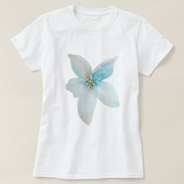 Camiseta Cor de água da flor pastel floral branca (Frente do Design)