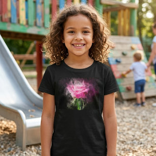 Camiseta Cor de água da flor rosa rosa rosa - bb