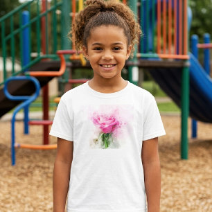 Camiseta Cor de água da flor rosa rosa rosa - wb