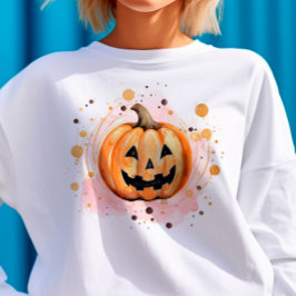 Camiseta Cor de Água do Halloween da Abóbora Bonita