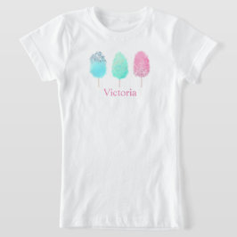 Camiseta Cor de água doce Cor de dobra de algodão rosa-clar