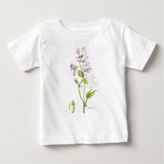 Camiseta cor de água floral verde e roxa de ervilha doce