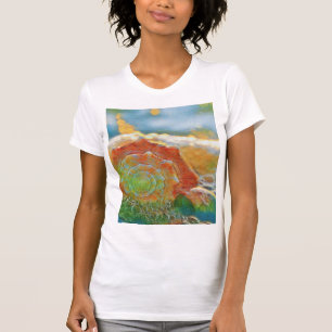 Camiseta Cor de Água Moderna Laranja e Cana Verde