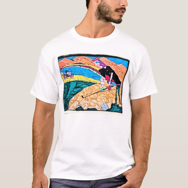 Camiseta cor de golfe abstrato (Frente)