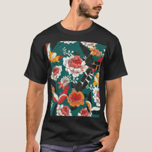 Camiseta Cor de laranja-branco floral: ilustração perfeita 