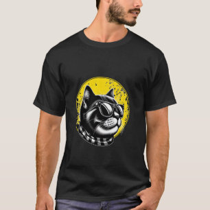 Camiseta Cor de limão amarelo engraçado, gato vestindo ócul