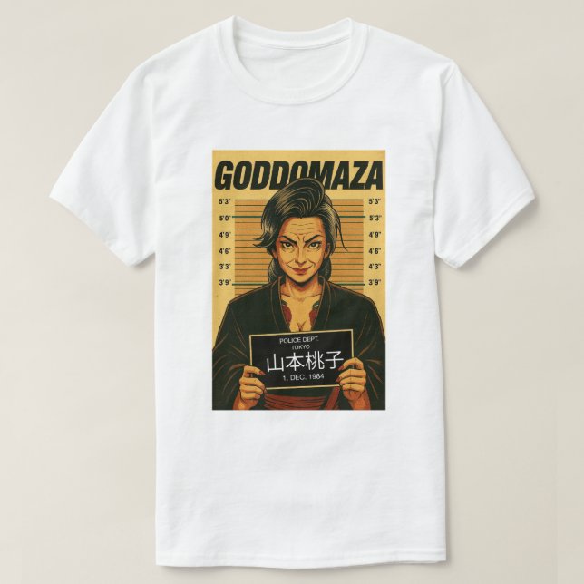 CAMISETA COR DE QUEDA DO MOMOKO MUGSHOT (TEXTO DO JAPÃO) (Frente do Design)